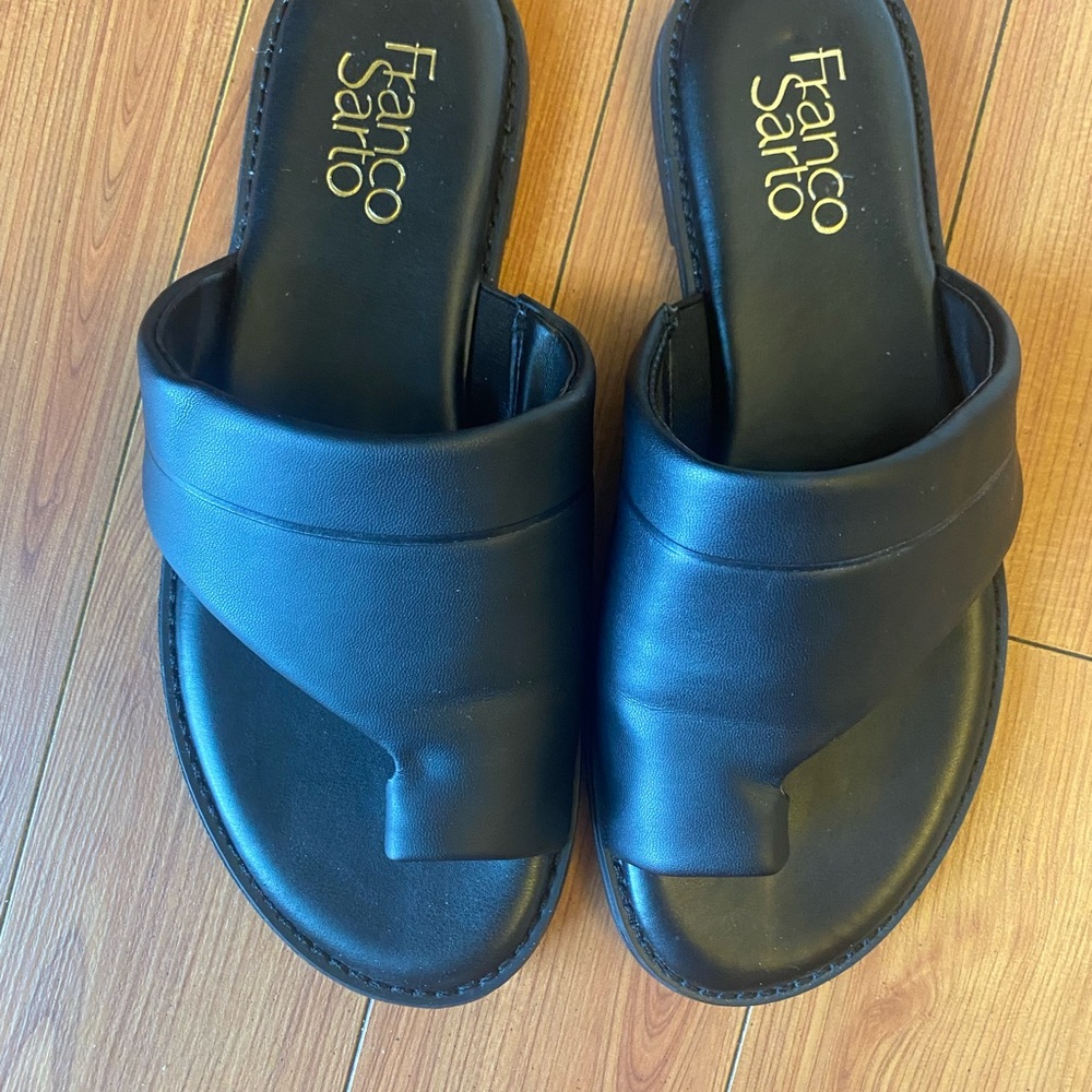 Franco Sarto Black Slide Sandals Minimalist Design